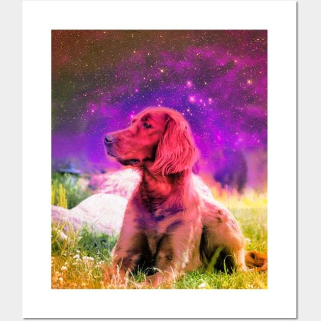 Cute Irish Setter Dog In Space Wall Art by Random Galaxy